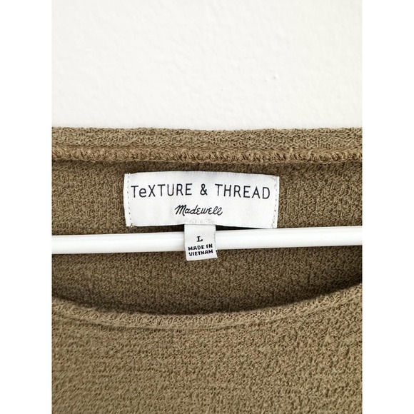 TEXTURE & THREAD Madewell Olive Green Textured Tie Top Women's L - Picture 4 of 6